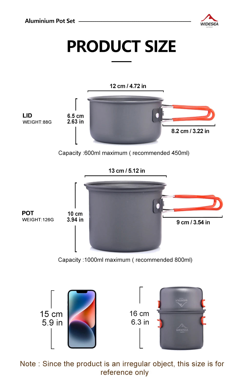 Widesea Camping Tableware Outdoor Cooking Camping Cookware Travel