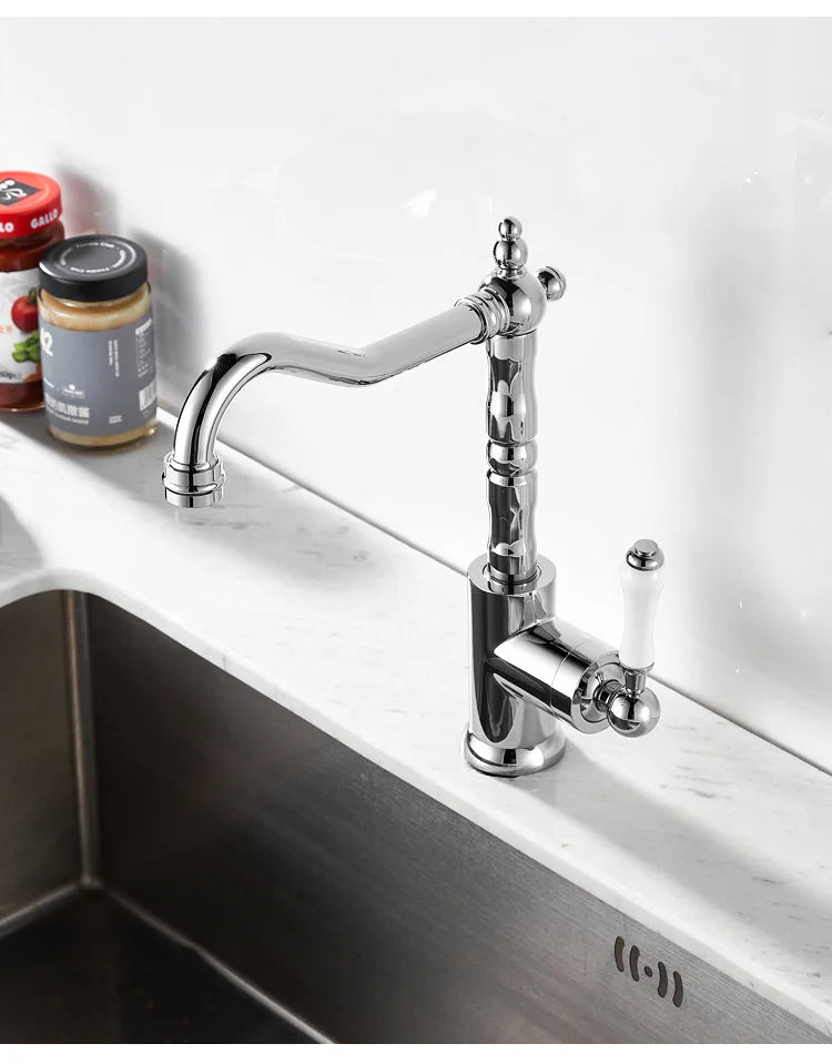French Vintage Faucet Brass European Classical Silver Faucet