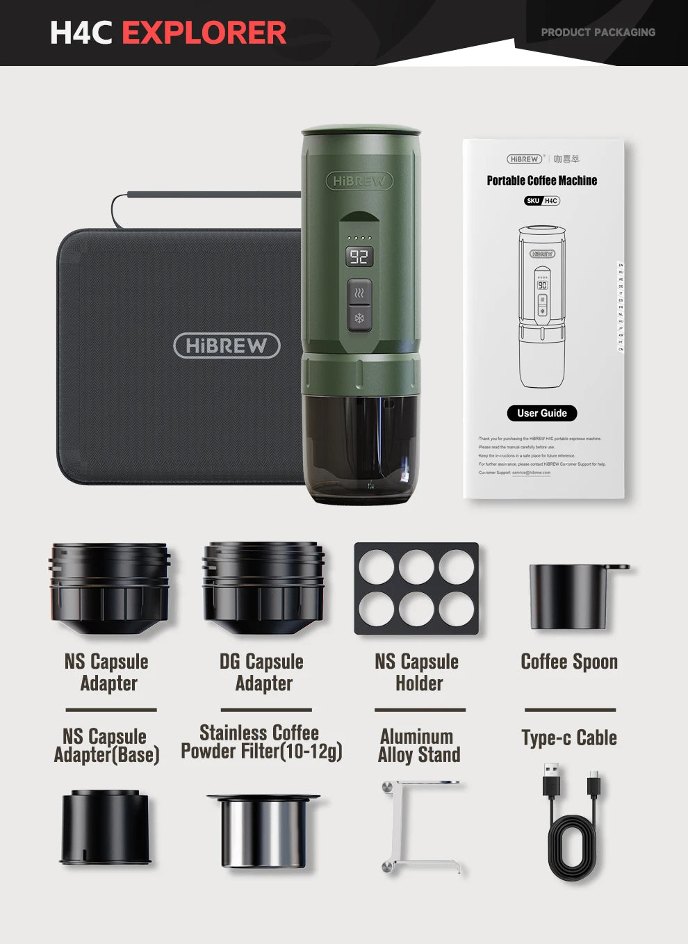 Hibrew H4c Espresso Coffee Machine 3in1 Travel Coffee