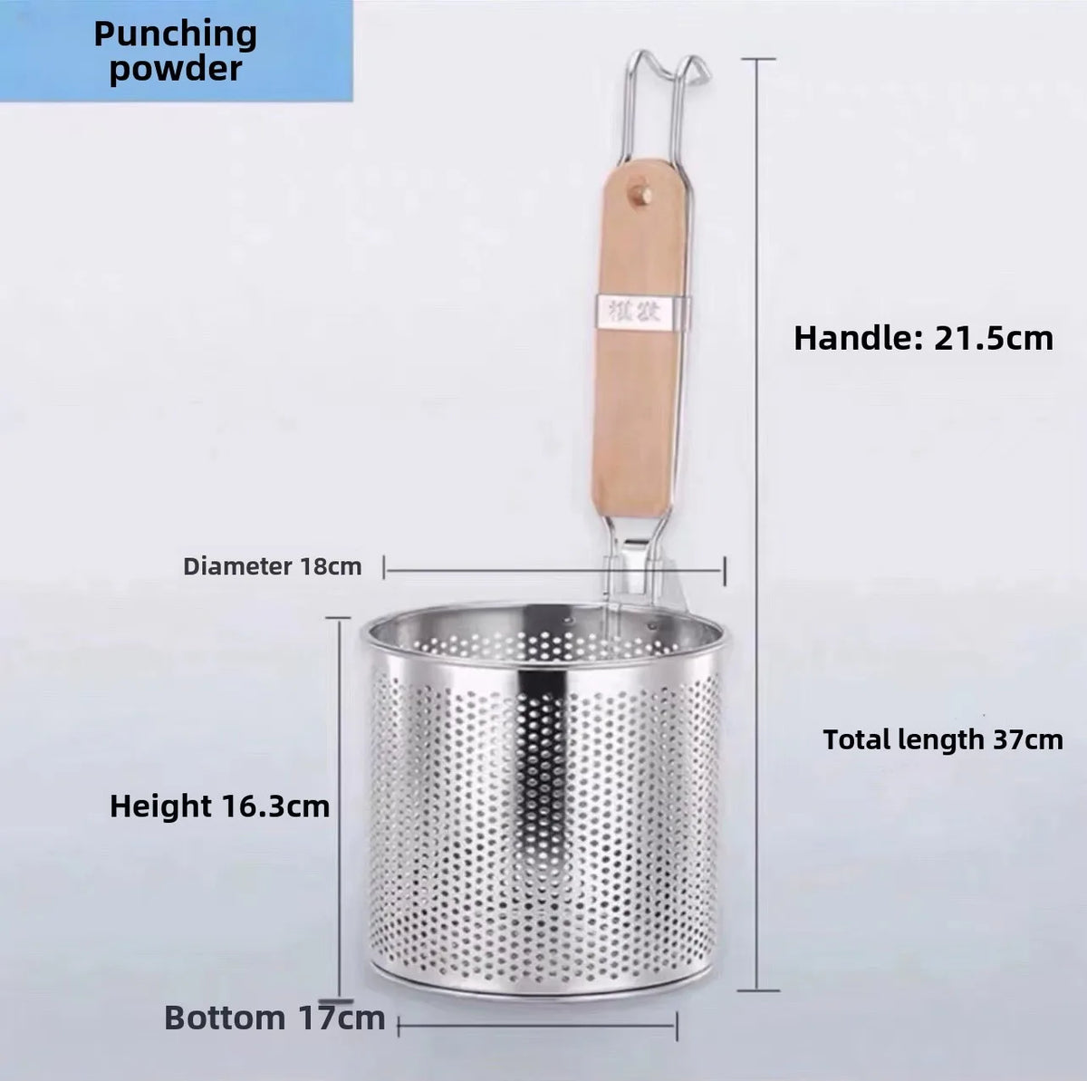 Durable Thickened Stainless Steel Funnel Wooden Handle Pasta