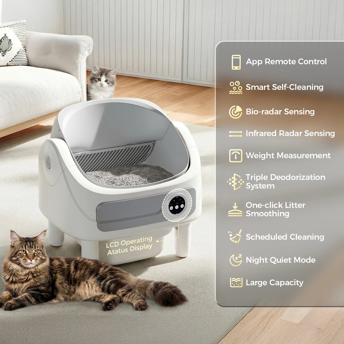 Patbrela Automatic Litter Box Self-Cleaning Cat Litter Box