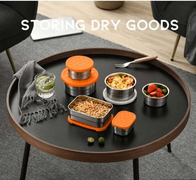 Stainless Steel Food Storage Box Silicone Lid Lunch
