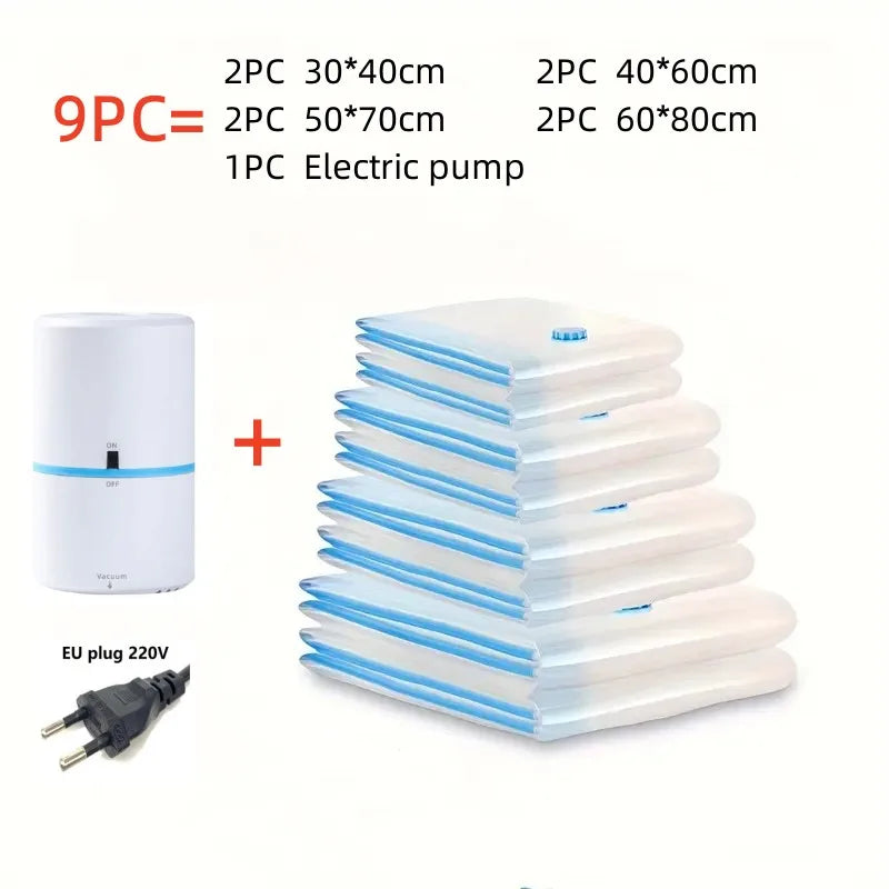 7/9 Pc Compression Bag Electric Pump Travel Vacuum