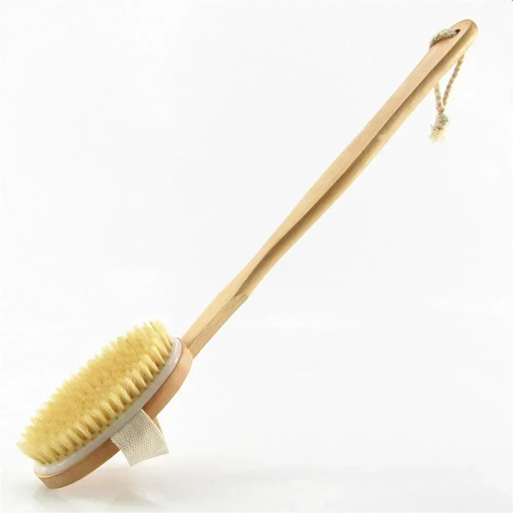 Wooden Long Handled Bristle Brush Back Scrubbing Product