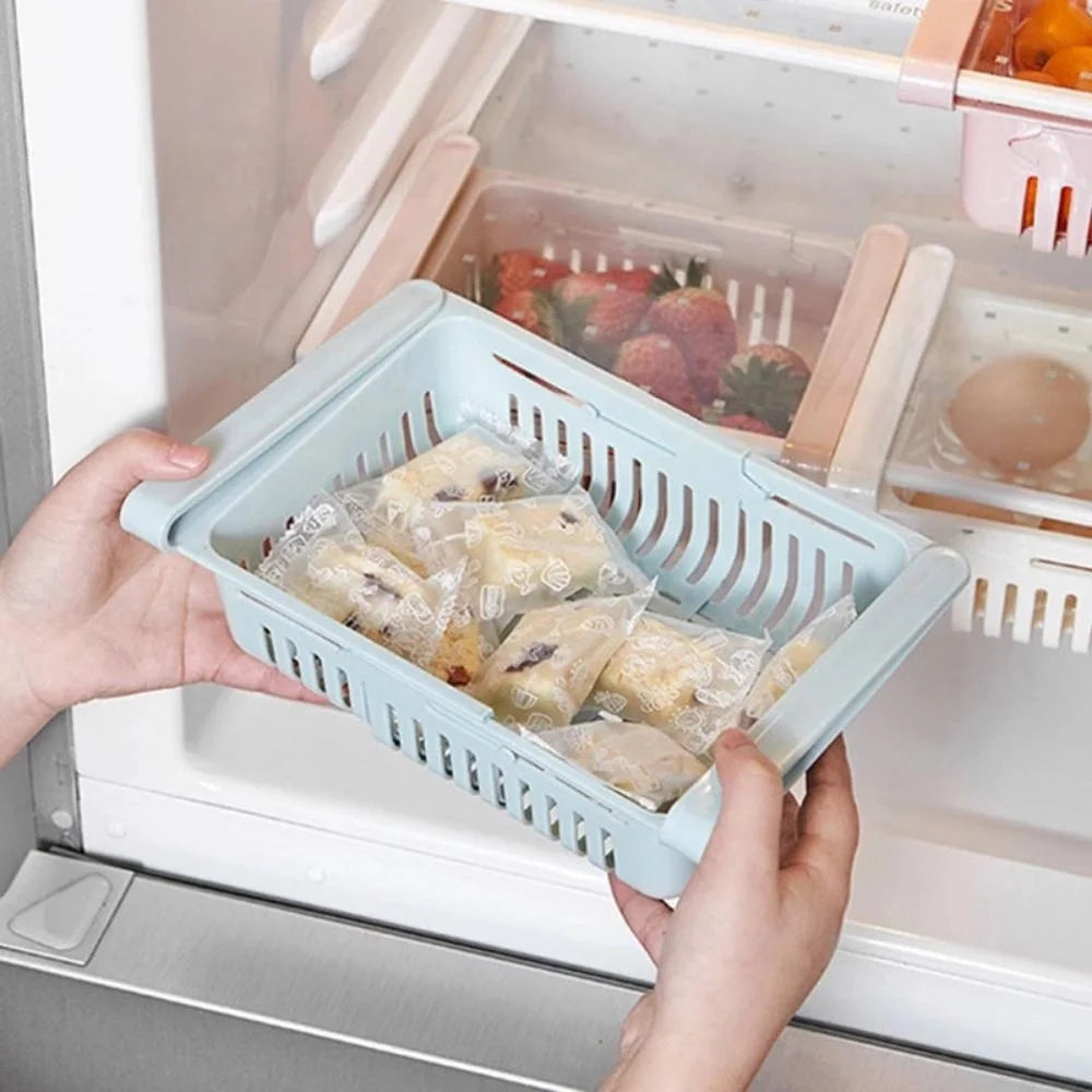 Refrigerator Drawer Organizer Pull Out Shelf Storage Organizer