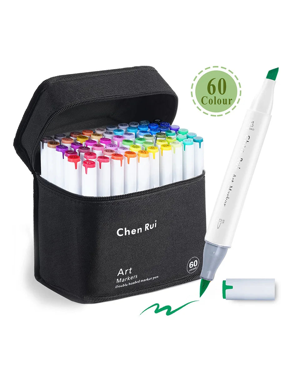 48-180 Colors Dual Tip Brush & Chisel Permanent