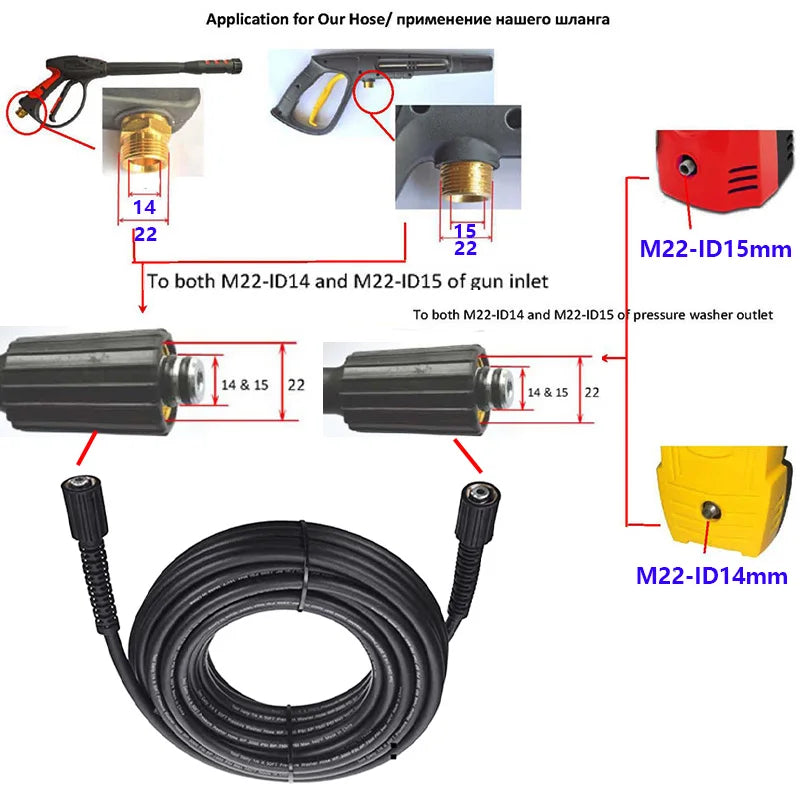 8-20m High Pressure Washer Hose Pipe Water Cleaning
