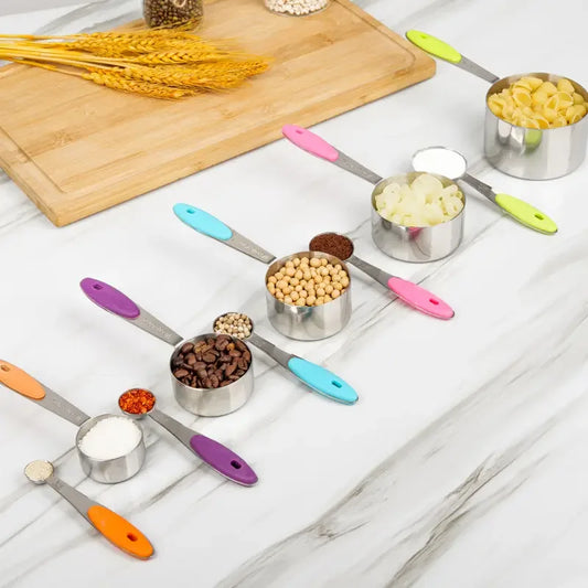 5pcs Measuring Spoon Stainless Steel Silicone Handle Precise