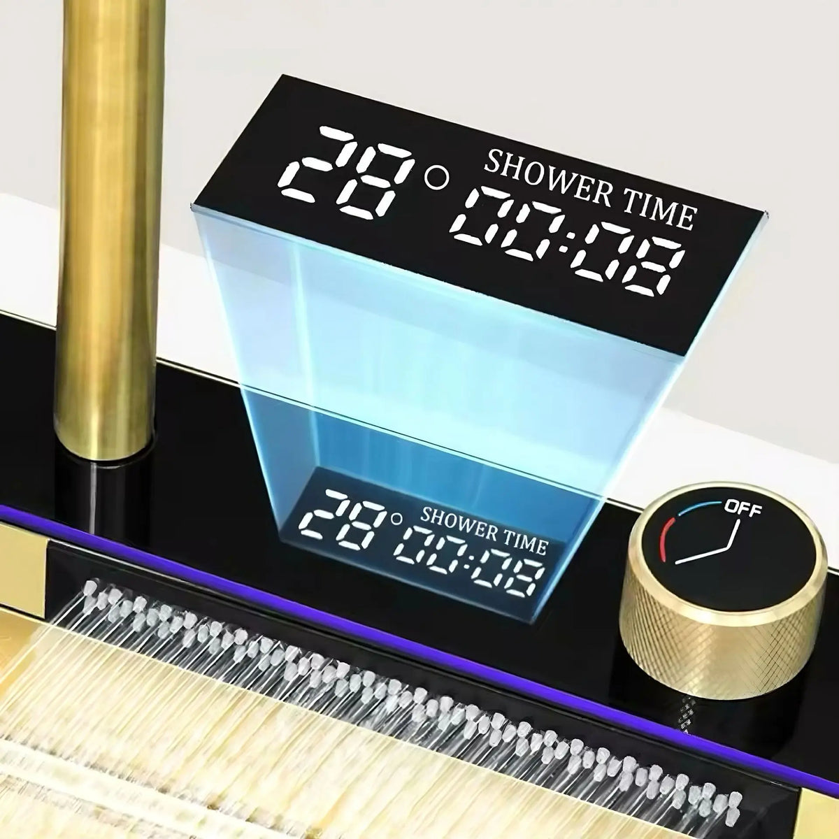Golden Stainless Steel Sink Double Waterfall Digital Display