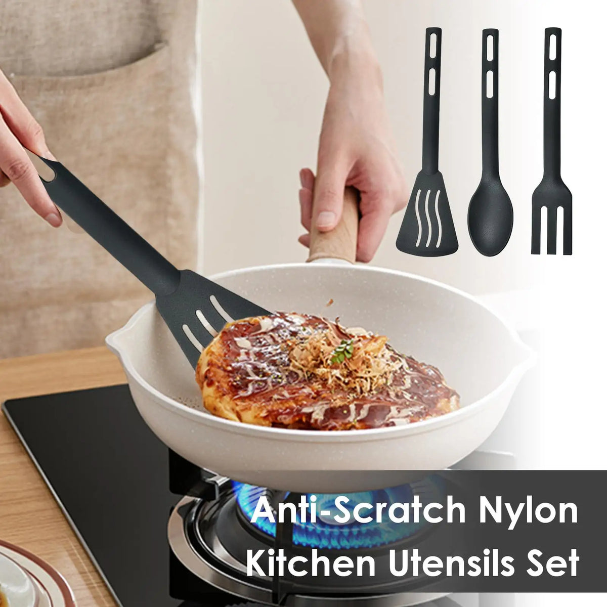 Nylon Cooking Sturdy Cutlery Kit Non-Stick Spatulas Comfortable