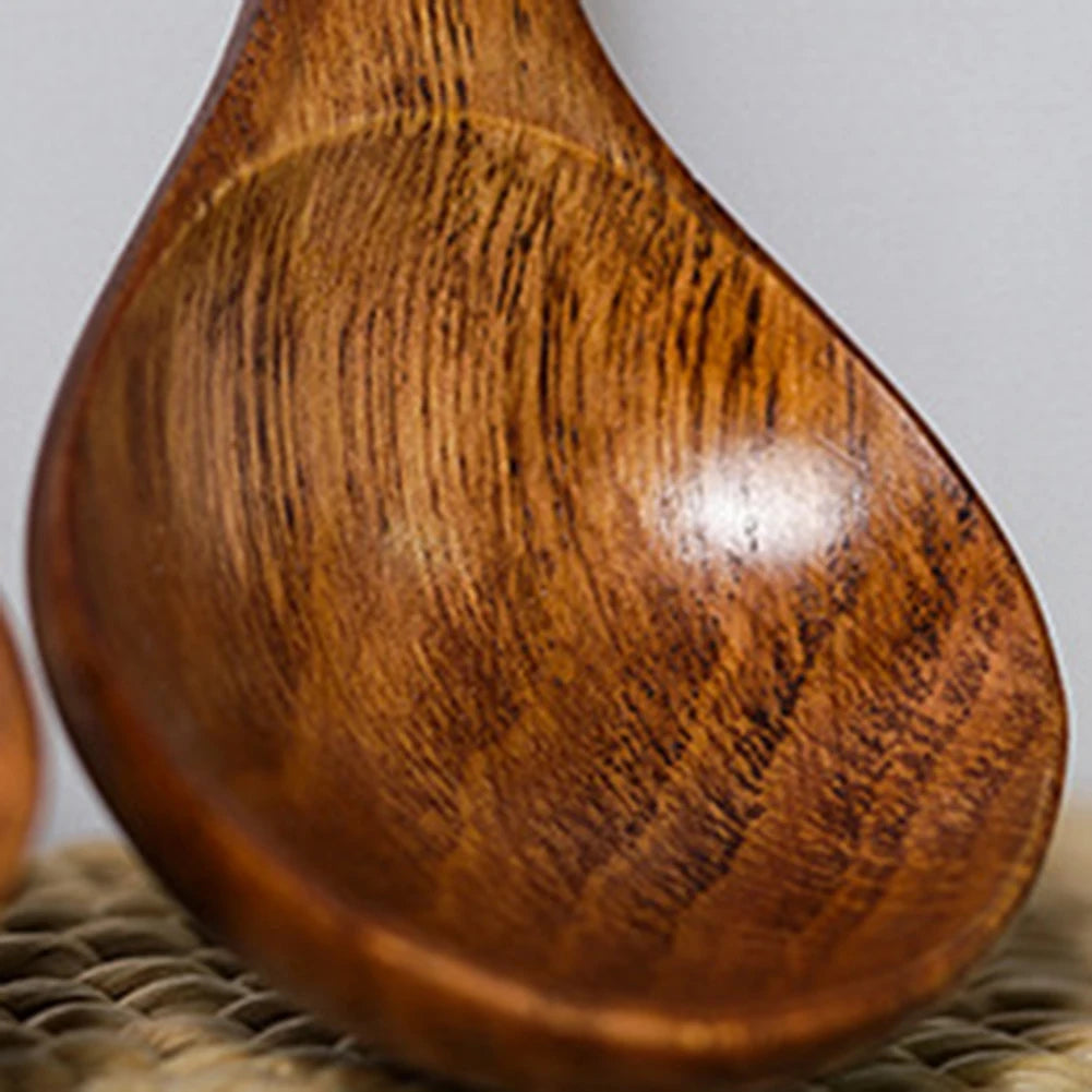 1pc Wooden Soup Spoon Long Handle Dessert Rice