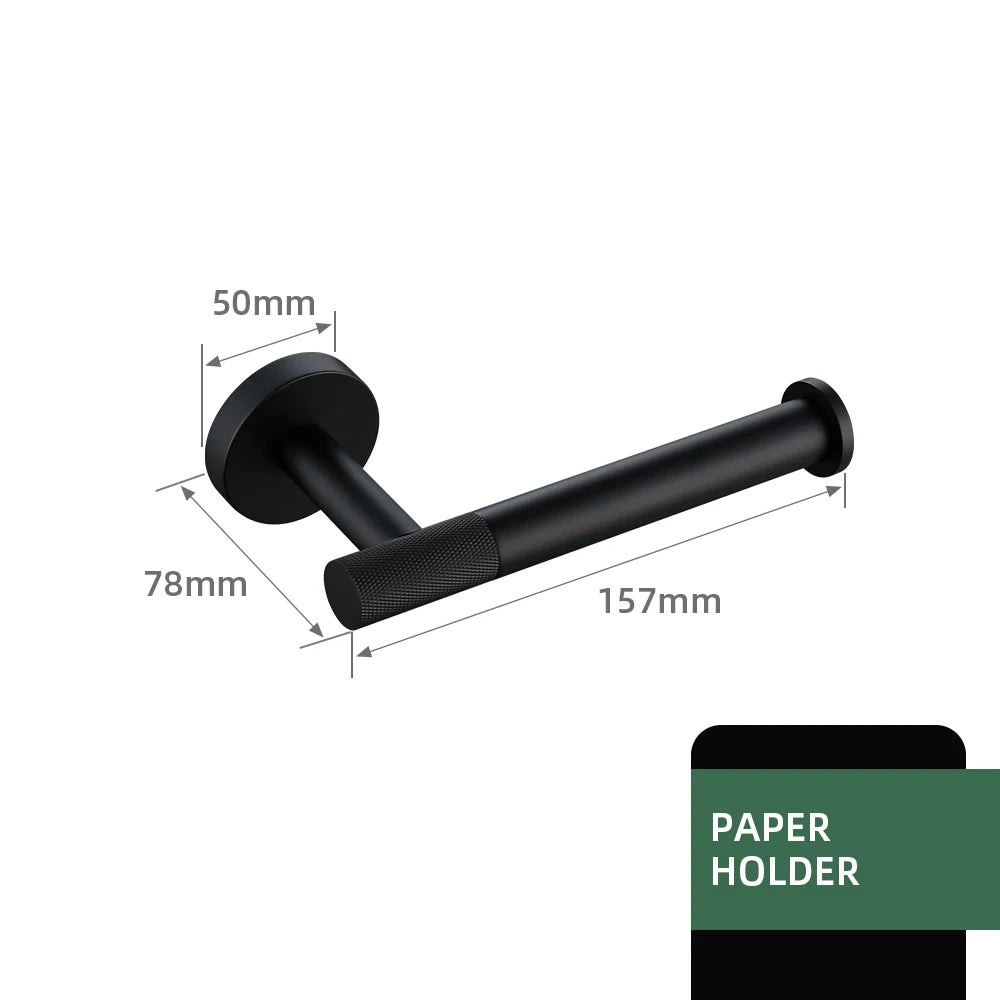 Matte Black Bathroom Brass Knurled Kit Paper Holder