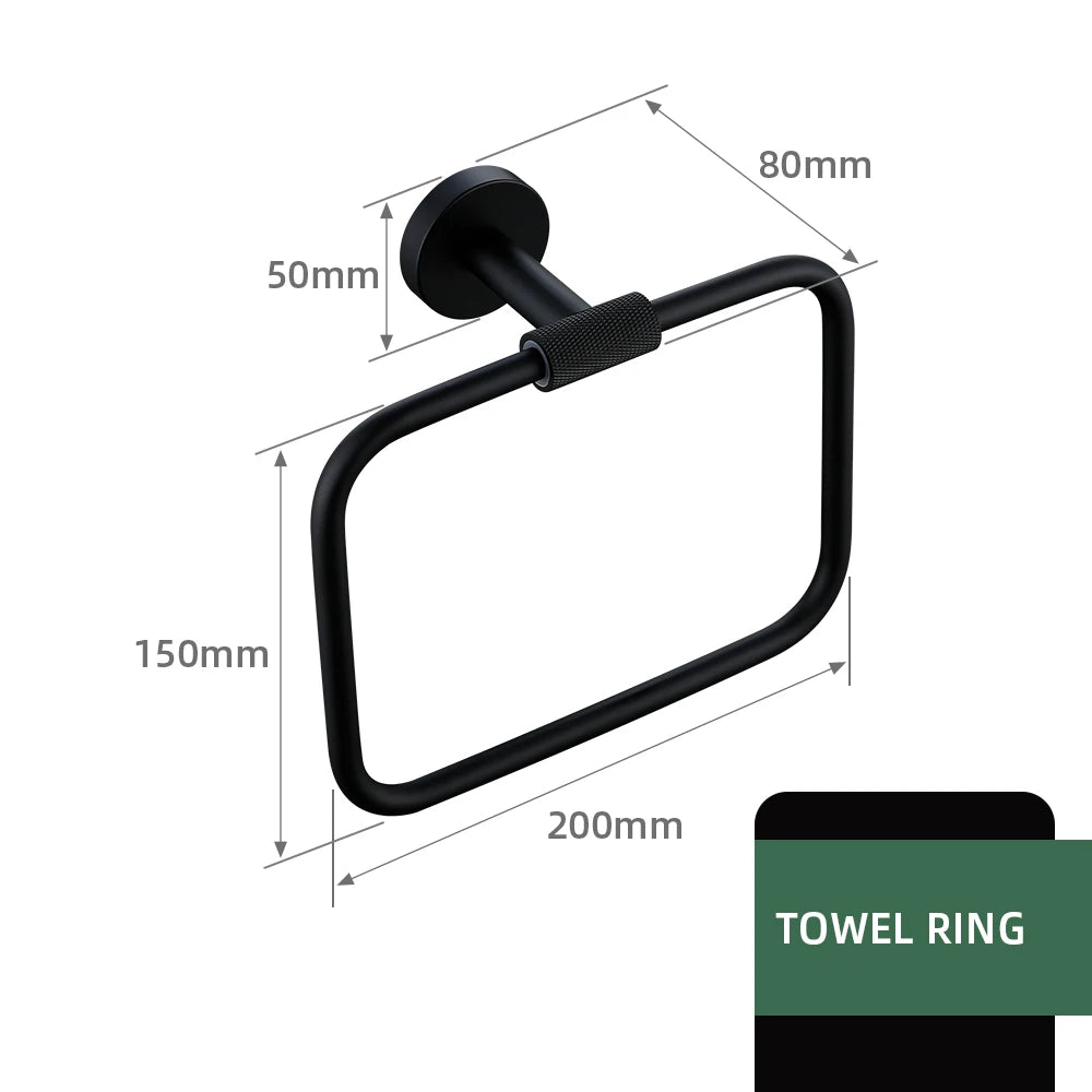 Matte Black Bathroom Brass Knurled Kit Paper Holder