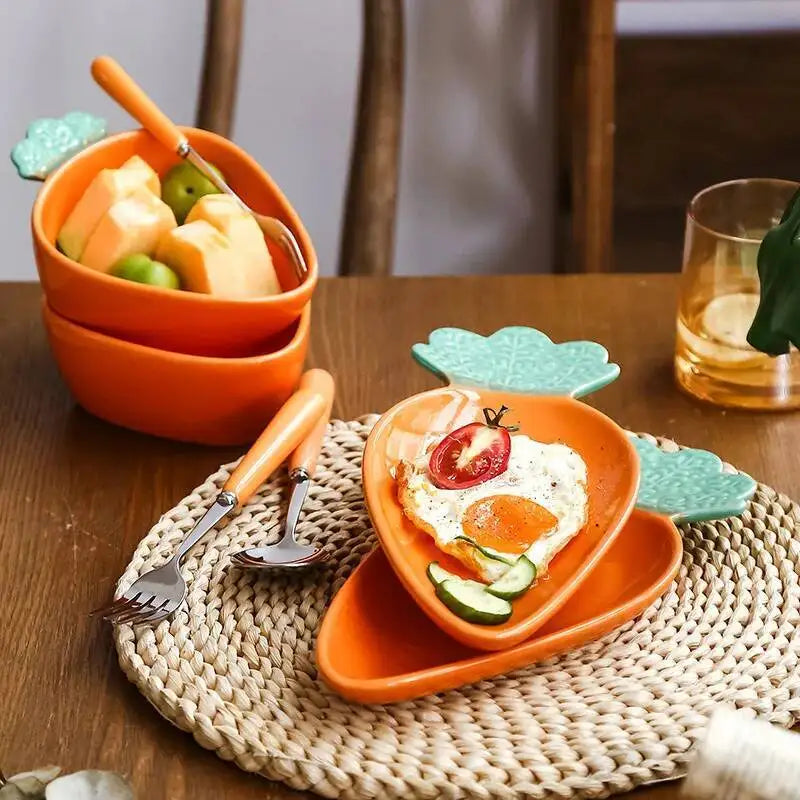 Cute Carrot Ceramic Plate Fruit Salad Plate Dessert