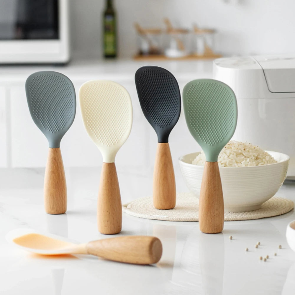 Non-Stick 1pcs Silicone Rice Spoon Cooking Spoon Anti-Scalding
