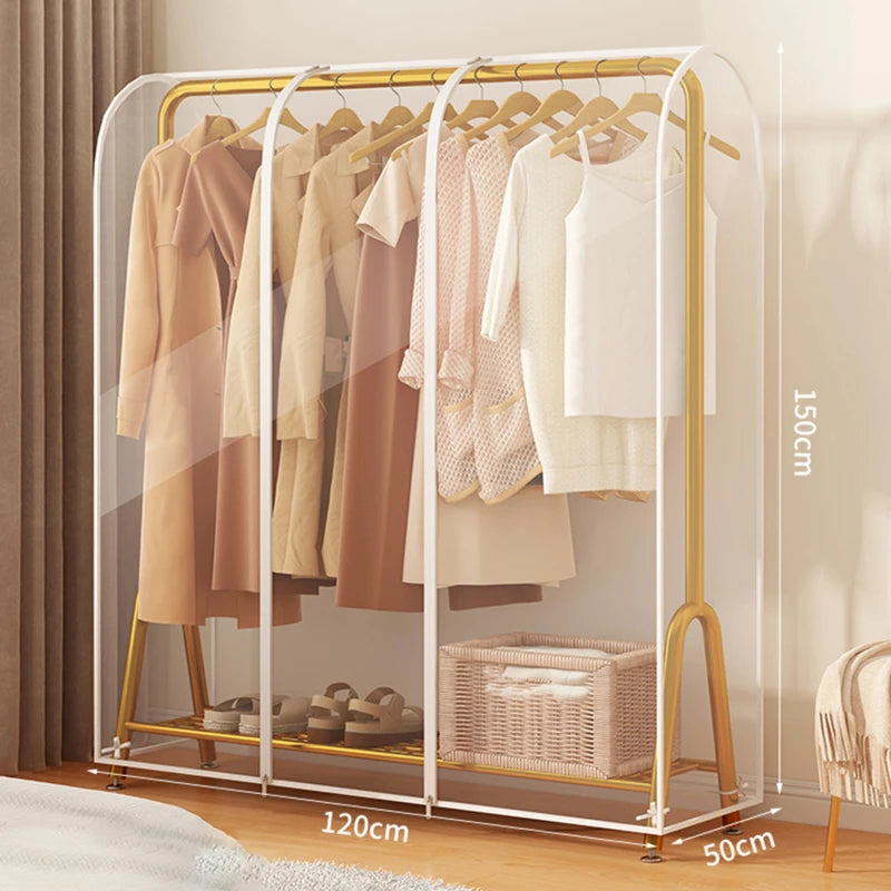 Floor Clothes Hanger Dust Cover Bedroom Drying Rack