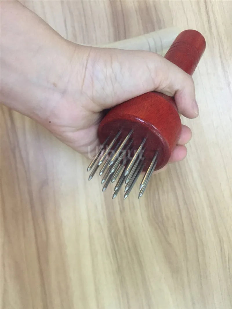 Stainless Steel Meat Needles Pounders Wooden Handle Profession