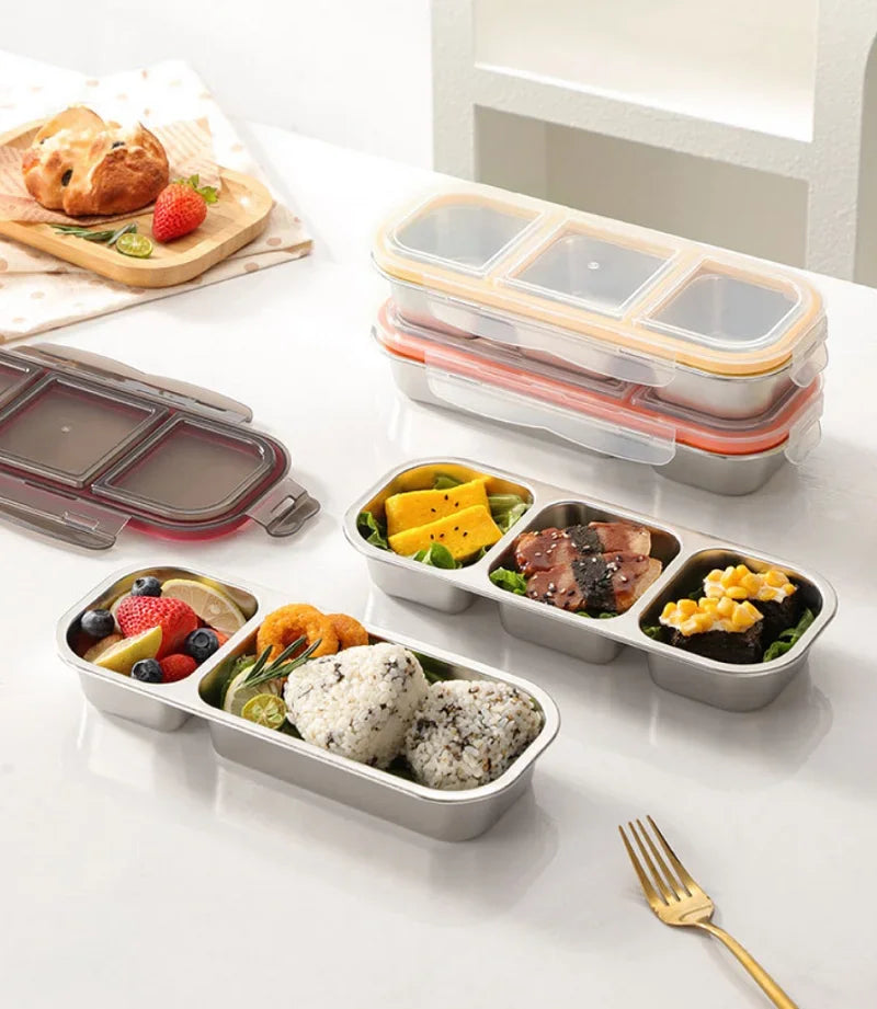 304 Stainless Steel Bento Box Lid Compartments Divides