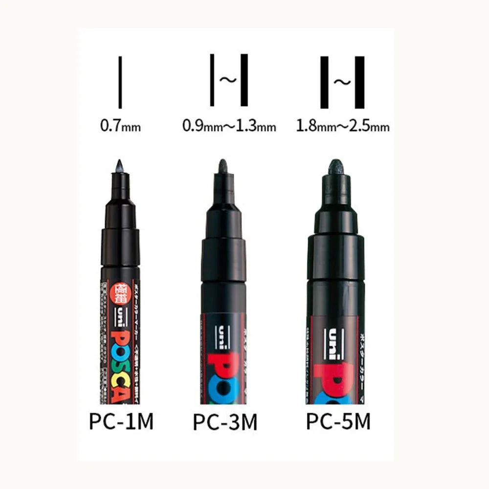 Uni Posca Markers Colors Pc-1m/3m/5m Acrylic Gift Box