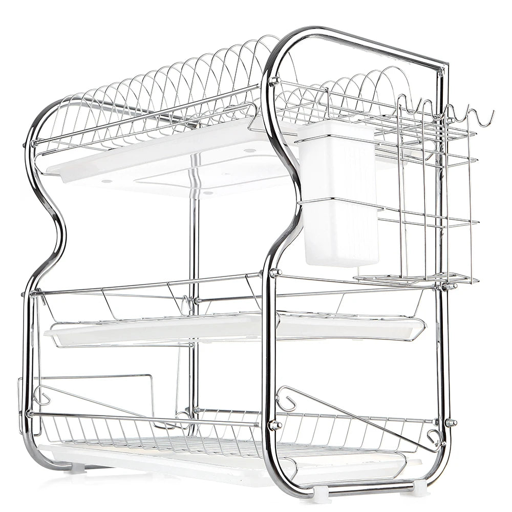 3-Tier Dish Rack Multi-Functional Supplies Storage Rack Large