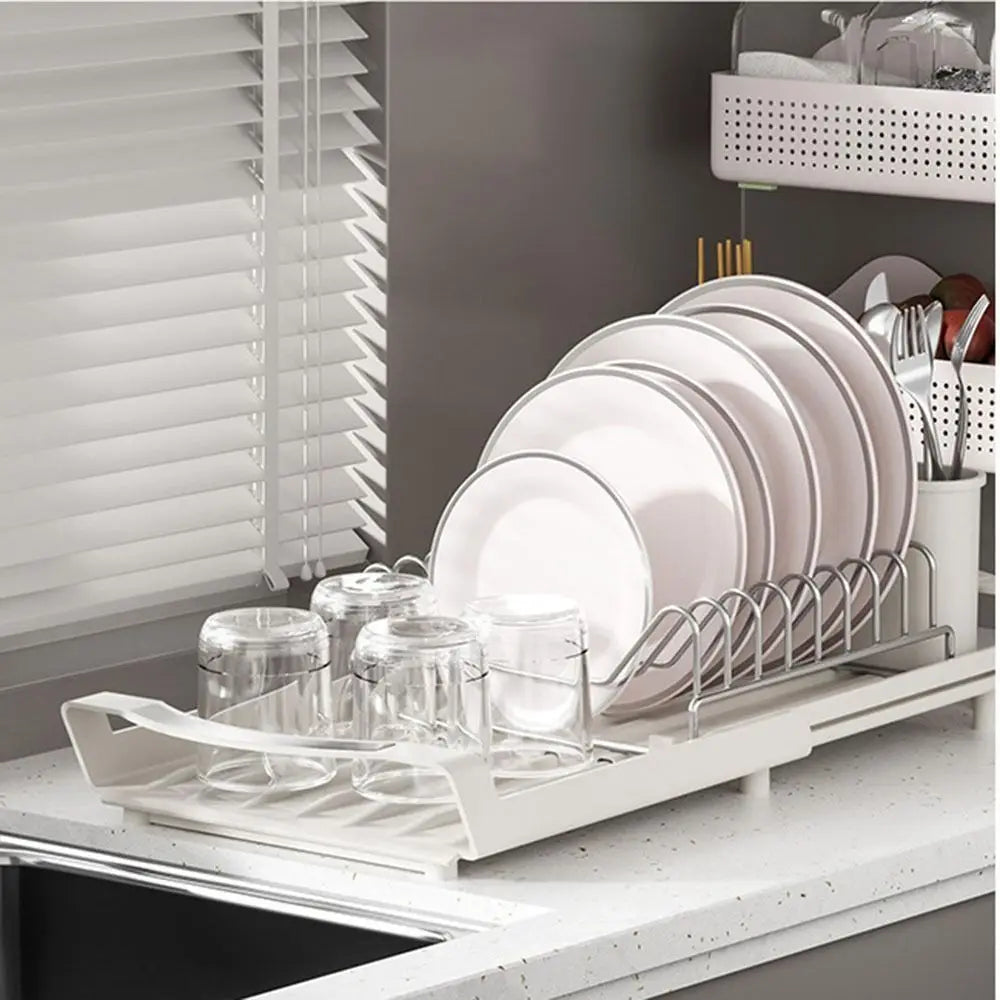 Extendable Dish Drying Rack Large Capacity Space Saving