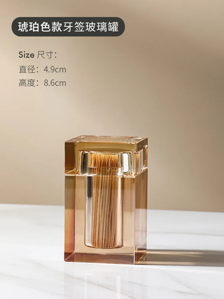 Luxury Crystal Glass Toothpick Box Barrel Dining Table