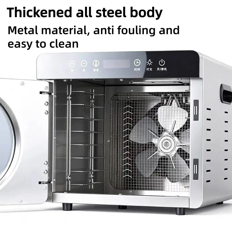 8-Layer Commercial Food Dehydrator Stainless Steel Electric Dryer