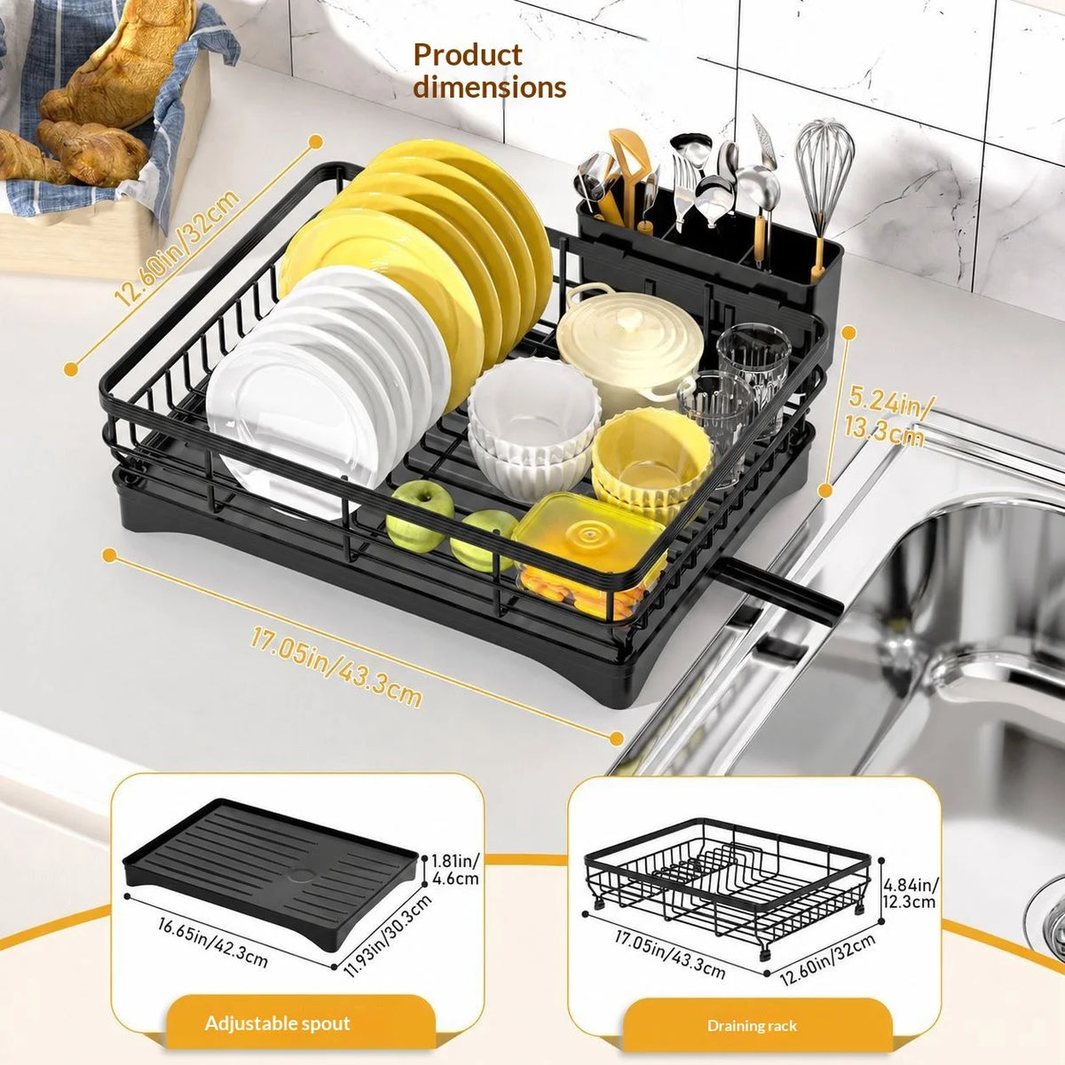 Homejoy Dish Drying Rack Thickened Carbon Steel Stable