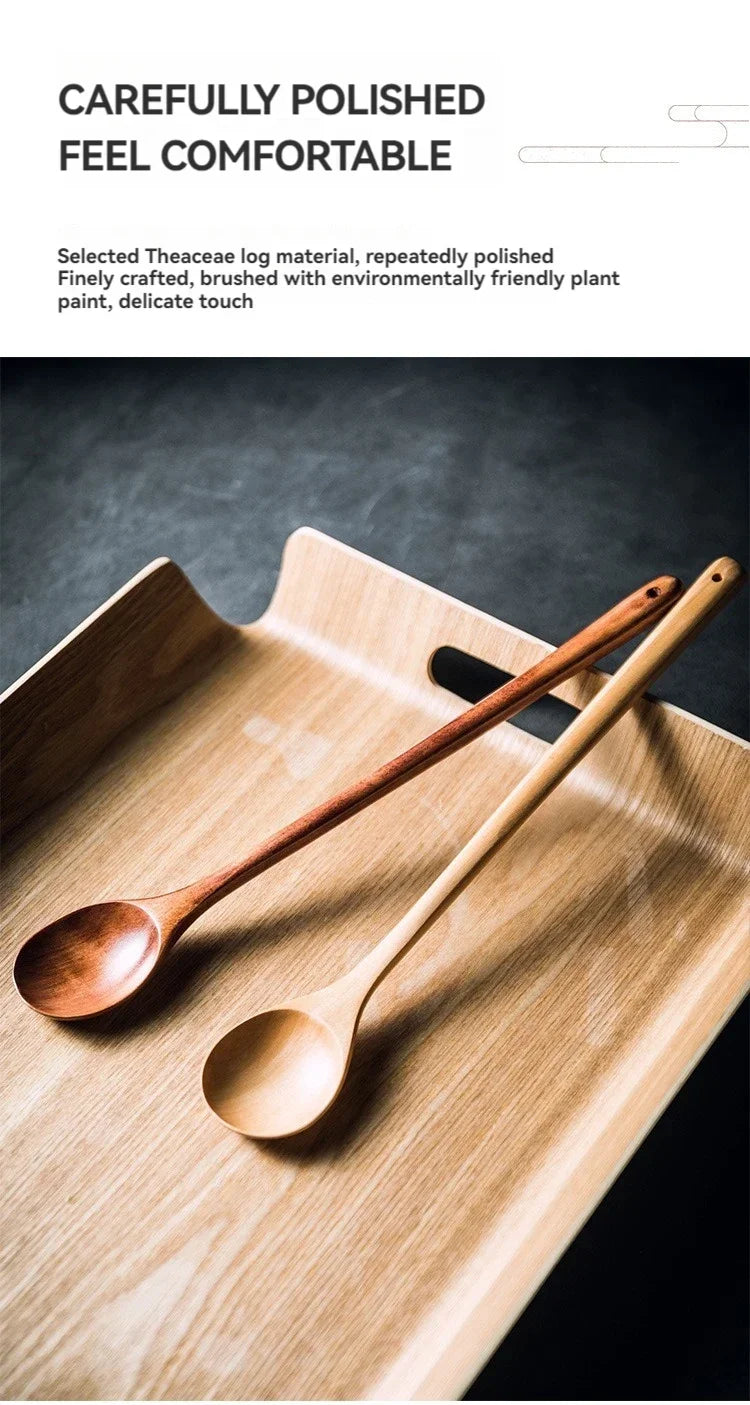Long Wooden Teaspoons Cooking Utensils Soup Tea Honey