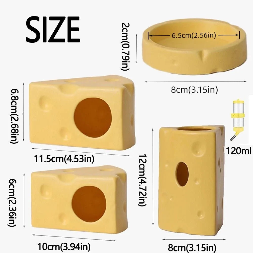 Durable Creative Hamster Hideout Cheese Shape Decorative Feeding