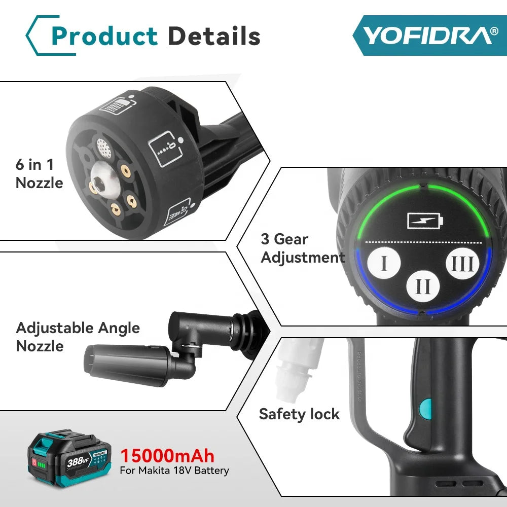 Yofidra 200bar Brushless High Pressure Car Washer Water