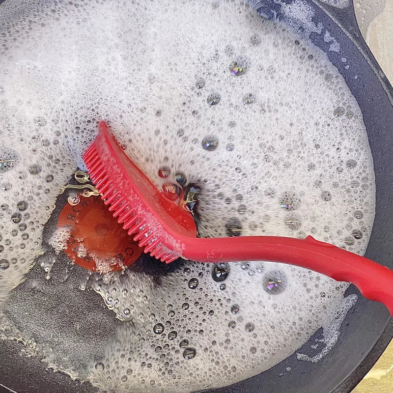 Long Handle Silicone Dishwashing Brush Hangable Pot &