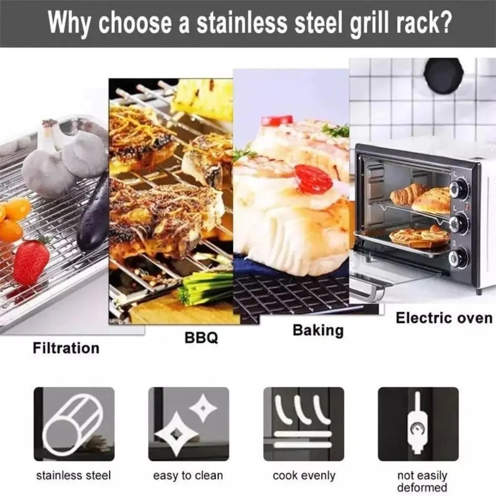 Stainless Steel Cooling Rack Non-Stick Silver Bbq Tray