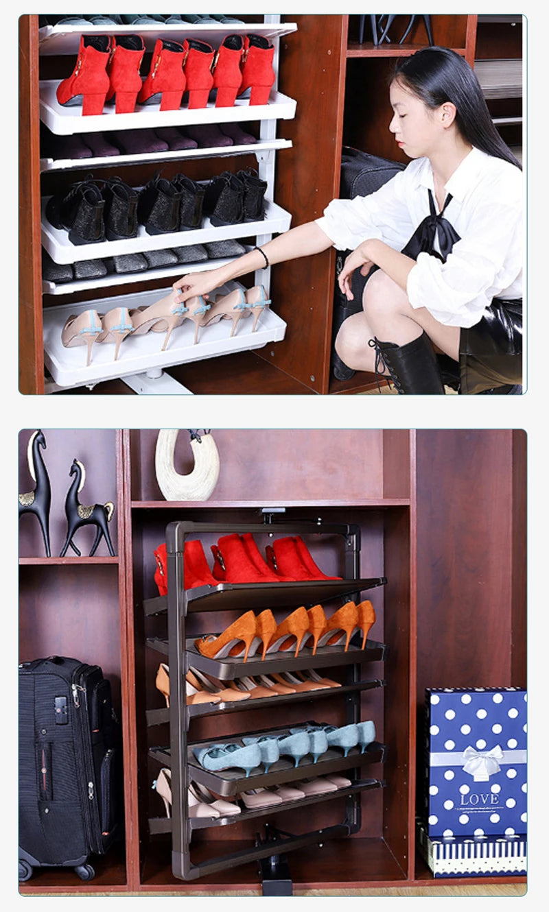 Shoe Rack 360 Rotating Height Adjustable Aluminum Alloy
