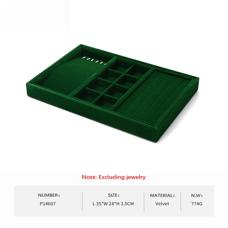 Woodten Green Premium Jewelry Display Tray Velvet Ring