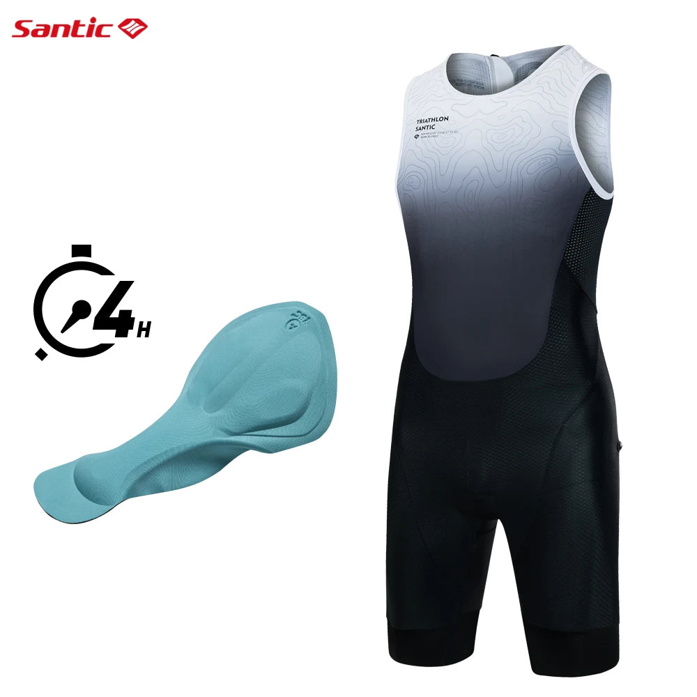 Santic Men Triathlon Cycling Suits Sleeveless Sponge Padded