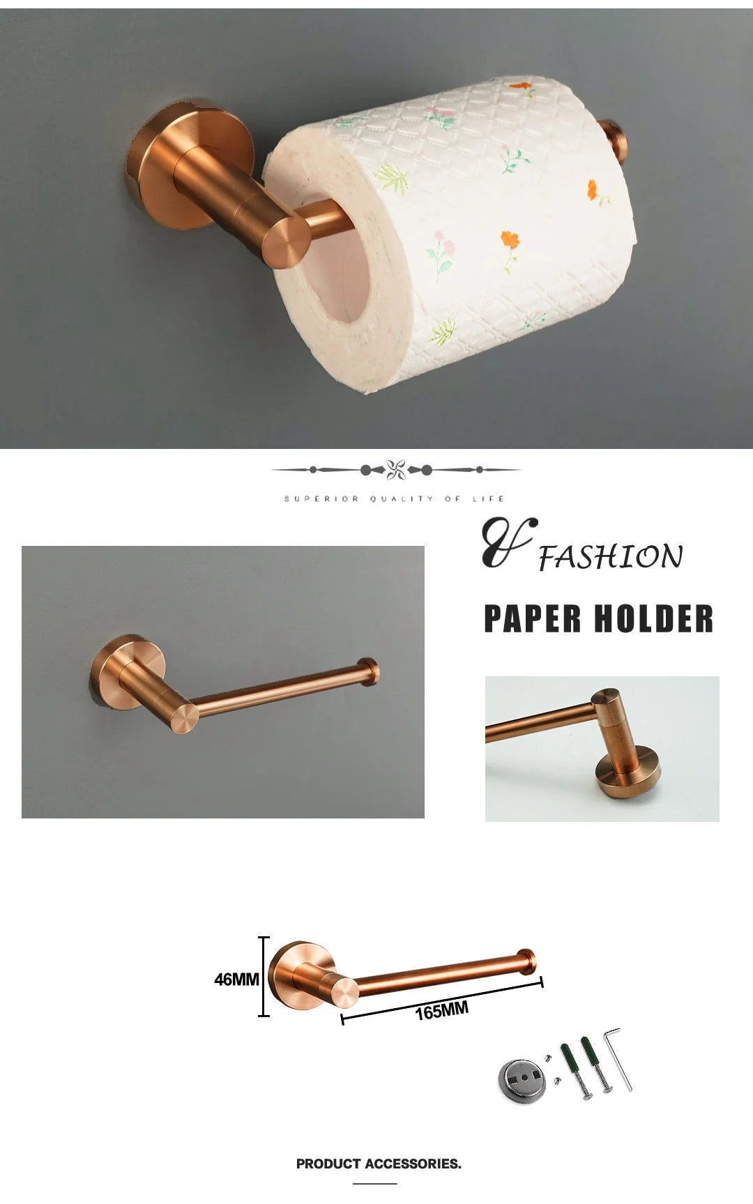 Brushed Rose Gold 304 Stainless Steel Bathroom Pendant