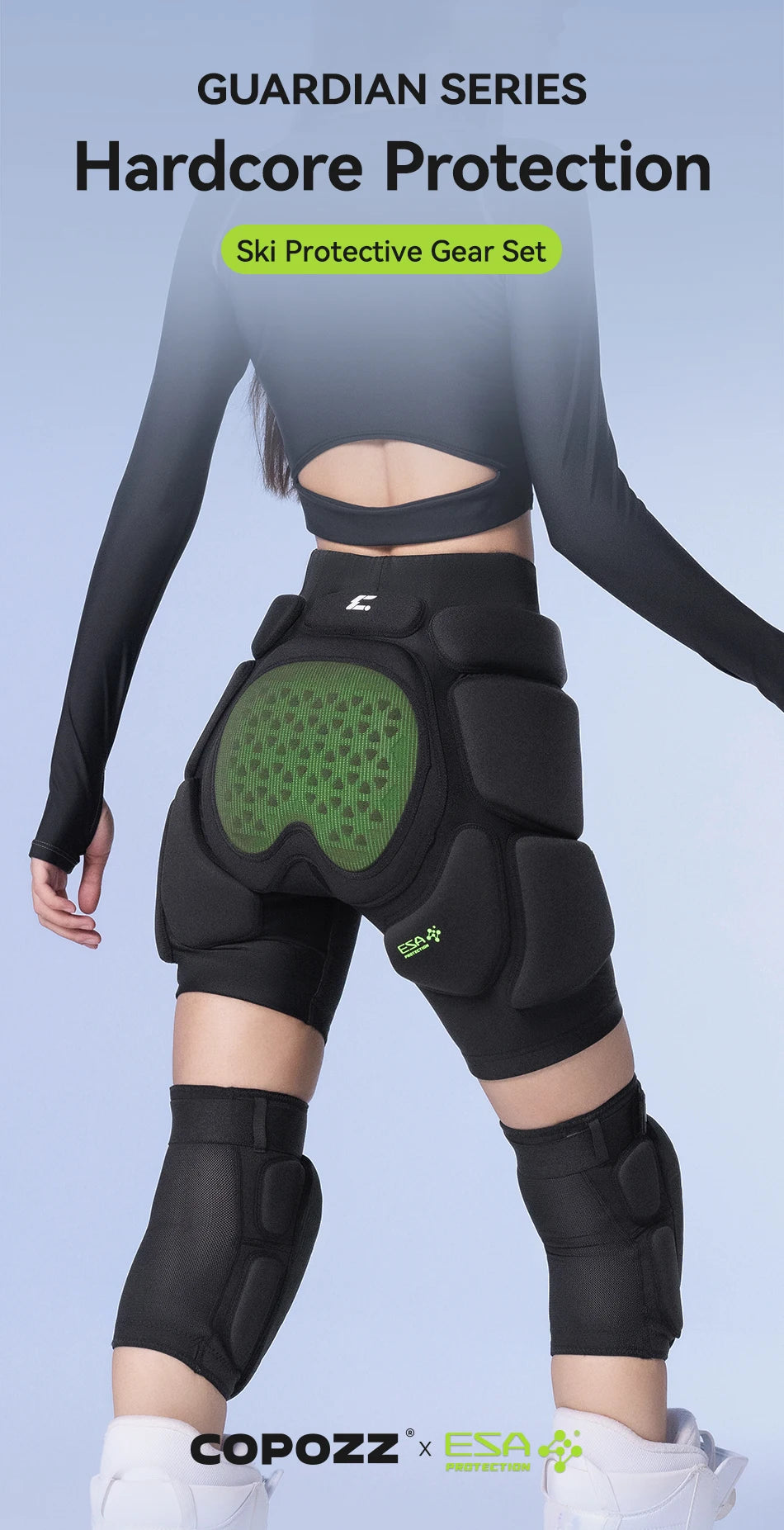 Copozz Ski Knee Hip Pads Women Men Esa