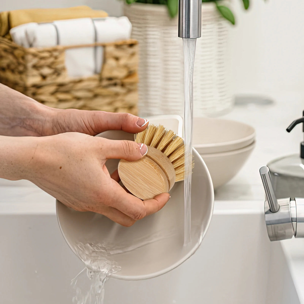 Wooden Dish Brush with Natural Sisal and Coconut Durable Portable Kitchen Cleaning Brush Eco Friendly Zero Waste