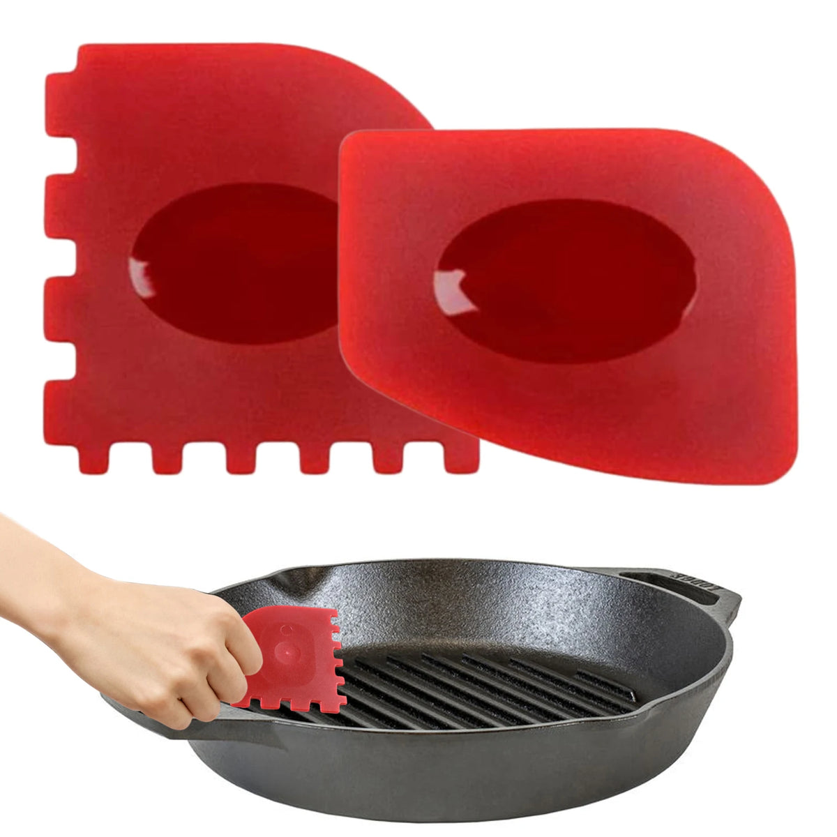 2pcs Grill Pan Scrapers Cast Iron Skillets Frying