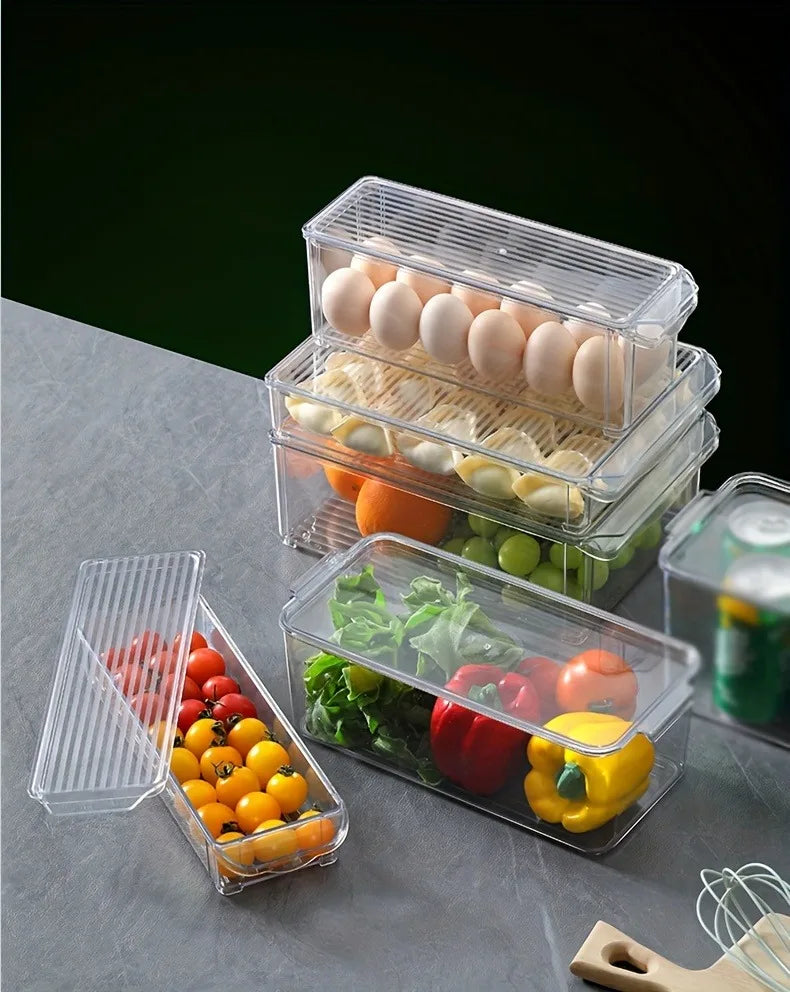 Fridge Organizer Stackable Refrigerator Organizer Bins Lids Clear