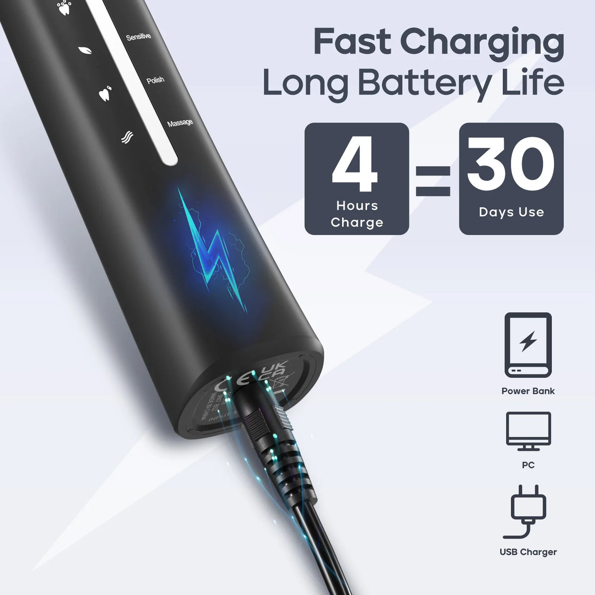 Seago Fast Rechargeable Sonic Toothbrush Electric Smart Automatic