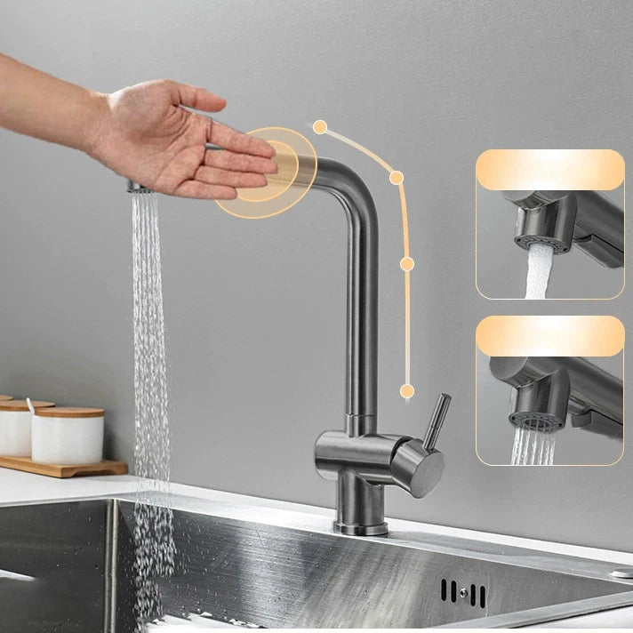 White Touch Sink Faucets Cold Pull Out Sink