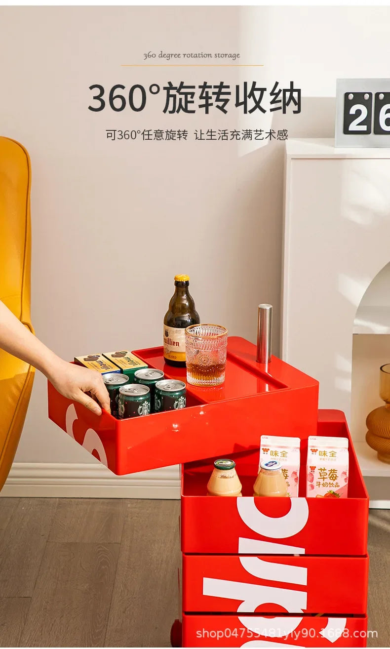 360 Rotating Removable Bedside Table File Cabinet Storage