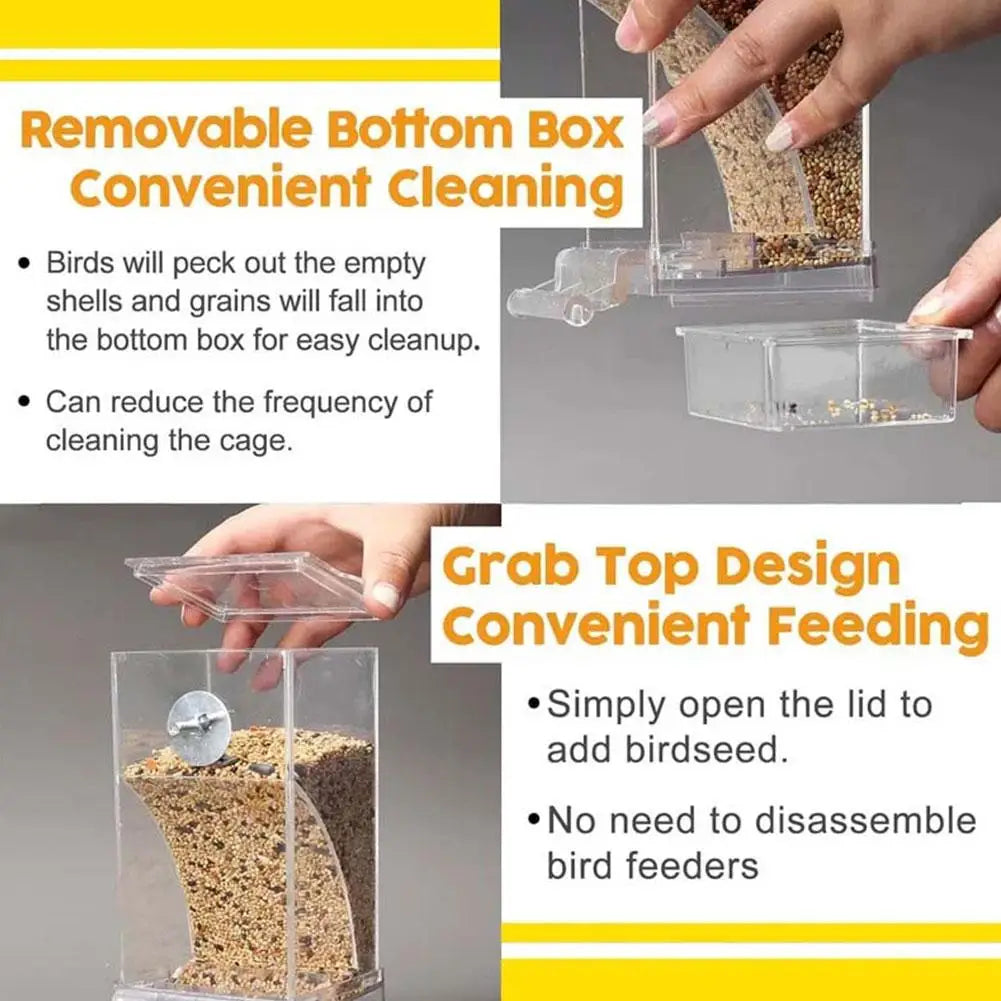 Clear Bird Feeding Device Anti-Waste Gravity Auto-Flow Station