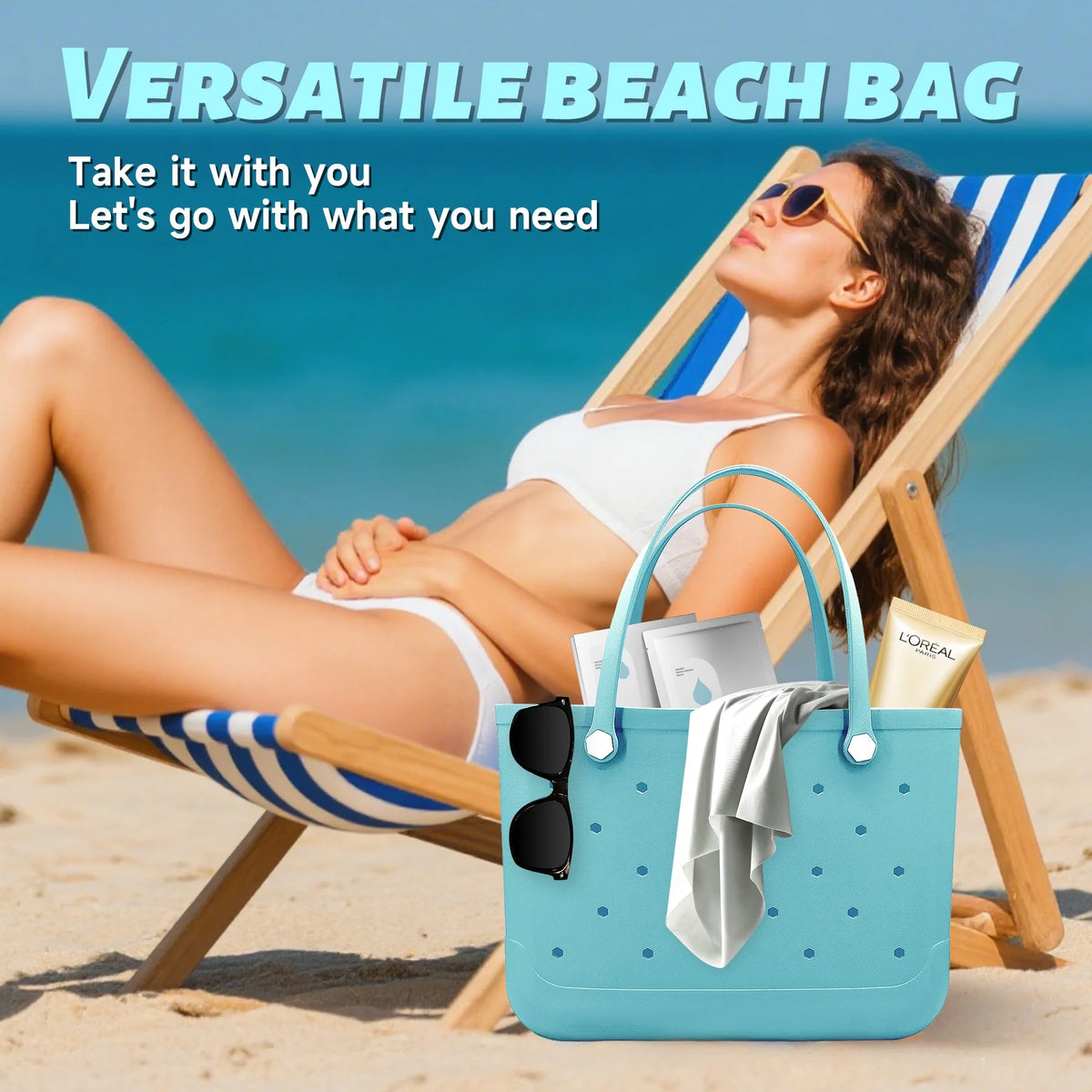 Durable Waterproof Eva Beach Bag Hole Pattern Handheld