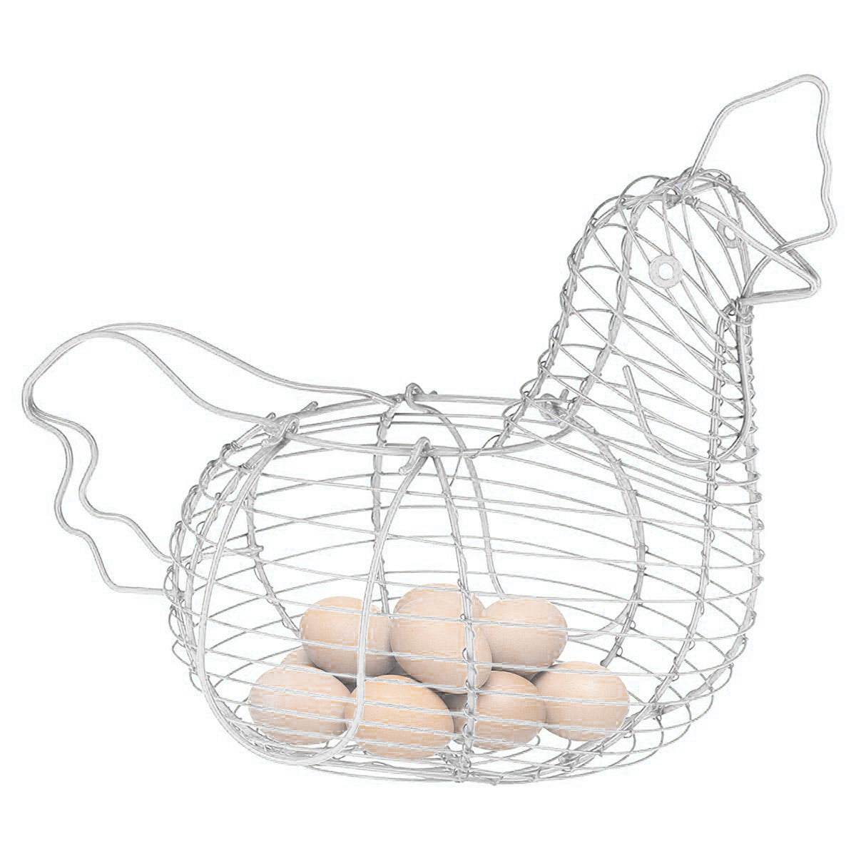 White Iron Art Eggs Storage Basket Chicken Shaped
