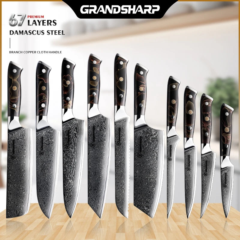 Grandsharp High Quality 1-10pcs Knife 67 Layers Damascus