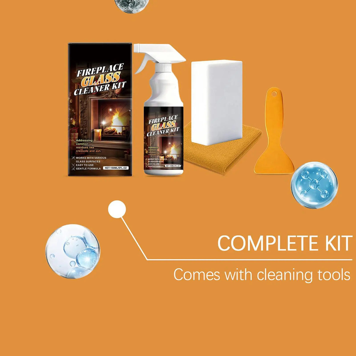 150ml Fireplace Glass Cleaner Heavy-Duty Cleaning Agent Remove