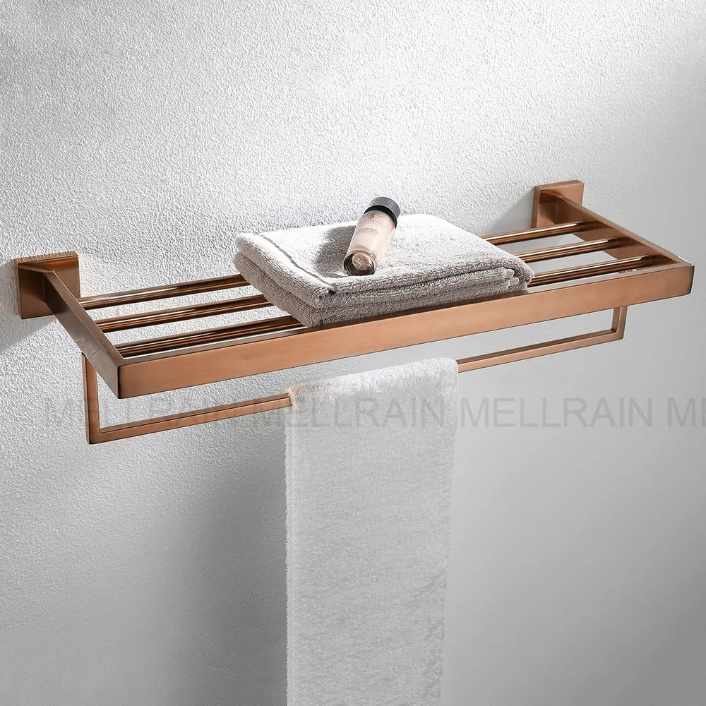 Brushed Rose Gold Bathroom Hardware Square Bath Toilet